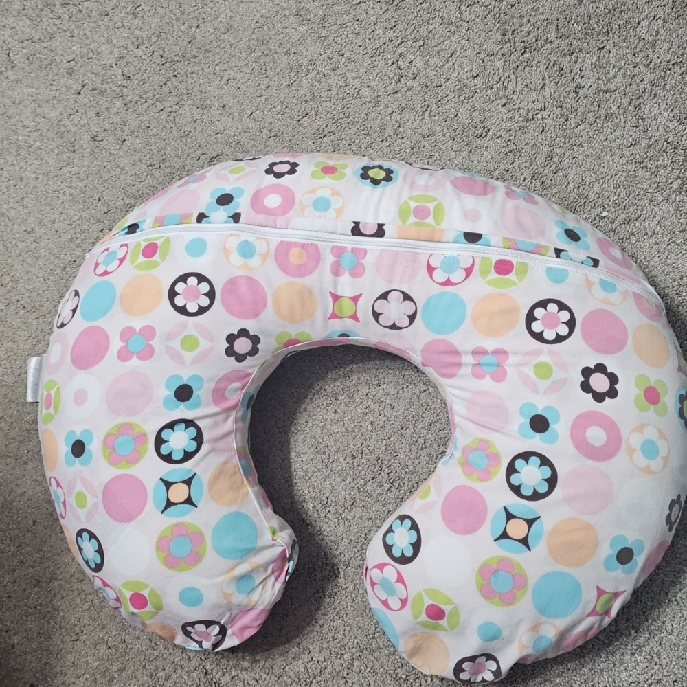 Colorful Nursing Pillow with Floral and Geometric Patterns